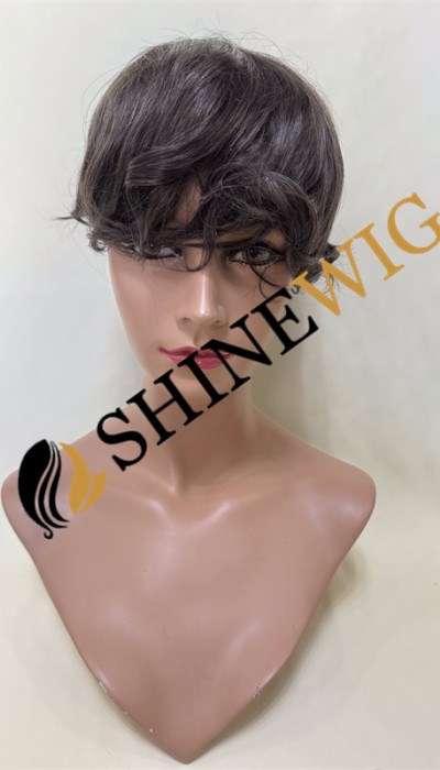 Dark Brown wavy pu and lace  Toupee