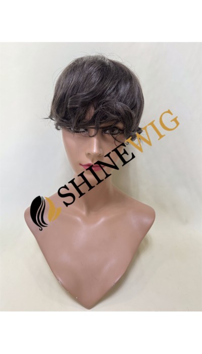 Dark Brown wavy pu and lace  Toupee