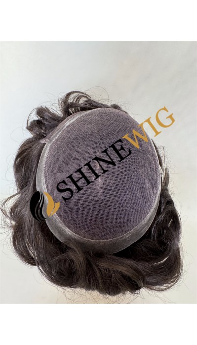 Brown wavy pu and lace  Toupee