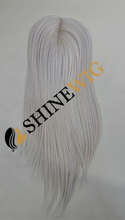 14inch PLATINUM BLONDE straight  virgin human hair silk topper from shinewig