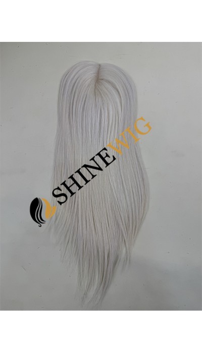 14inch PLATINUM BLONDE straight  virgin human hair silk topper from shinewig
