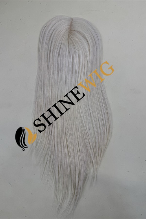 14inch PLATINUM BLONDE straight  virgin human hair silk topper from shinewig