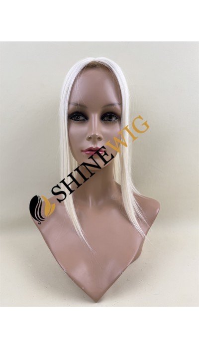 14inch PLATINUM BLONDE straight  virgin human hair silk topper from shinewig