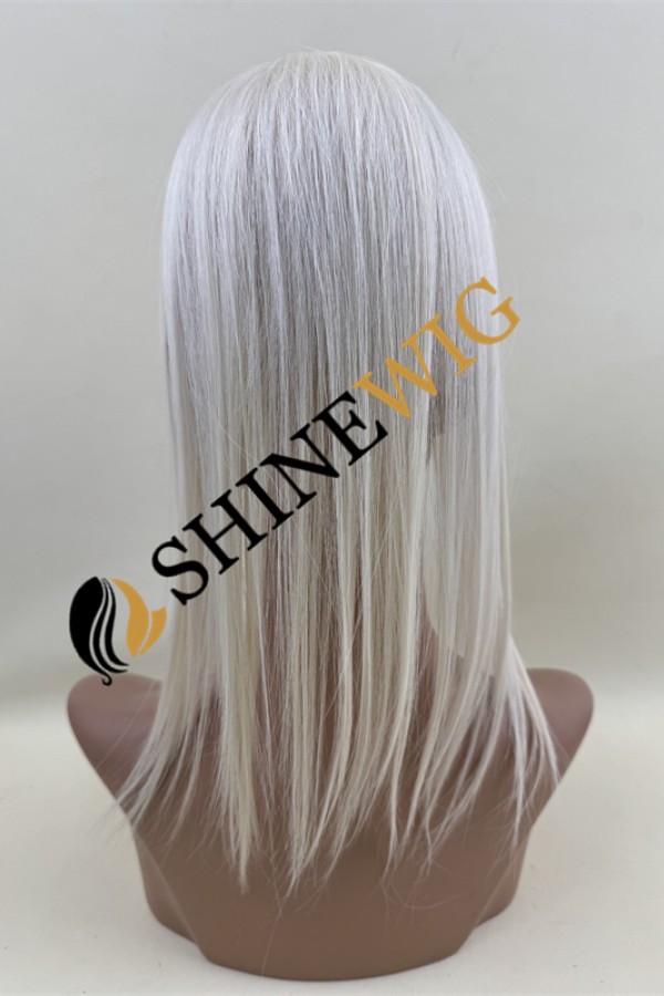 14inch PLATINUM BLONDE straight  virgin human hair silk topper from shinewig
