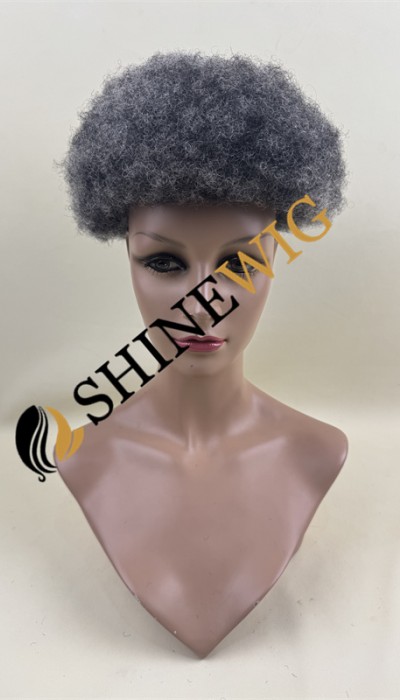 Gray color  Afro  full lace Toupee from shinewig
