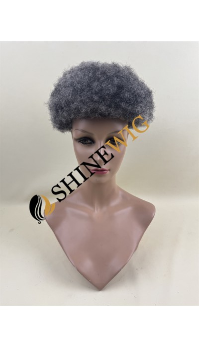 Gray color  Afro  full lace Toupee from shinewig