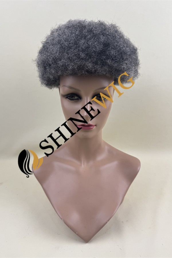 Gray color  Afro  full lace Toupee from shinewig