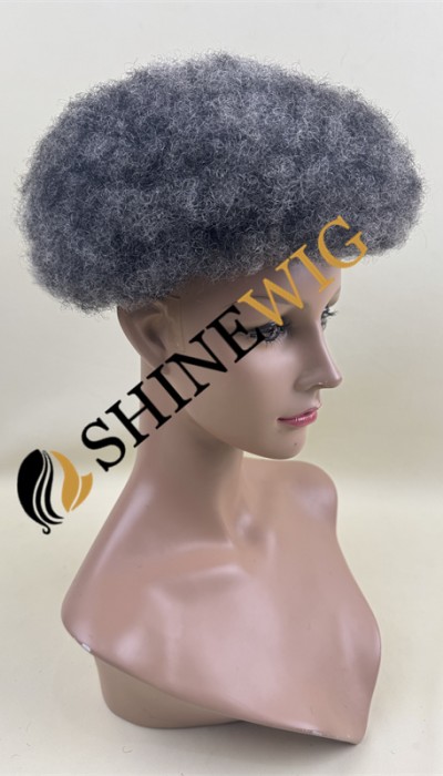 Gray color  Afro  full lace Toupee from shinewig