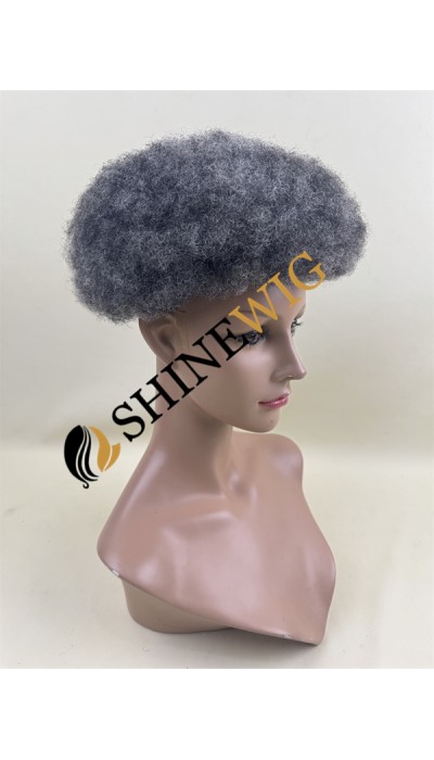 Gray color  Afro  full lace Toupee from shinewig