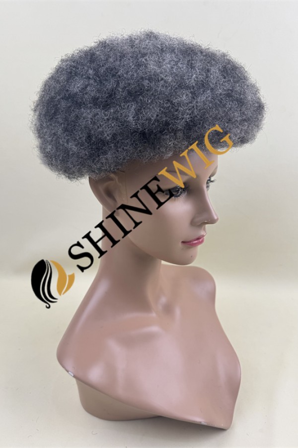 Gray color  Afro  full lace Toupee from shinewig