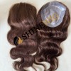 16inch Remy human hair medium brown color body wave lace and pu base hair topper from shinewig