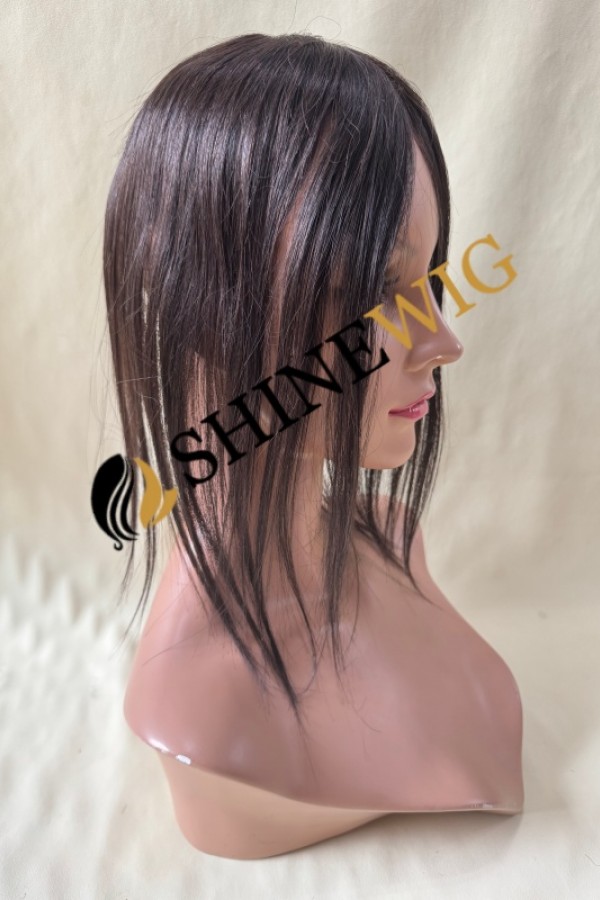 12inch HUMAN HAIR dark brown  lace with wefted topper from shinewig