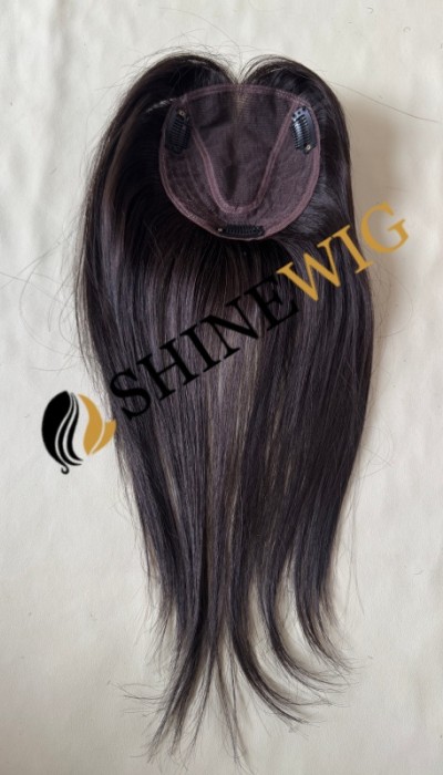 12inch HUMAN HAIR dark brown  lace with wefted topper from shinewig