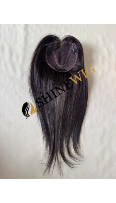 12inch HUMAN HAIR dark brown  lace with wefted topper from shinewig