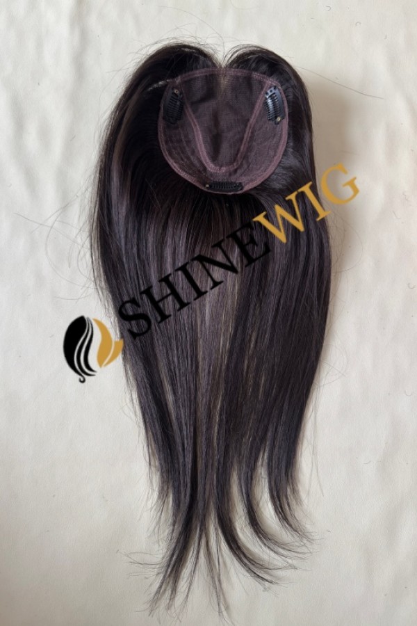 12inch HUMAN HAIR dark brown  lace with wefted topper from shinewig