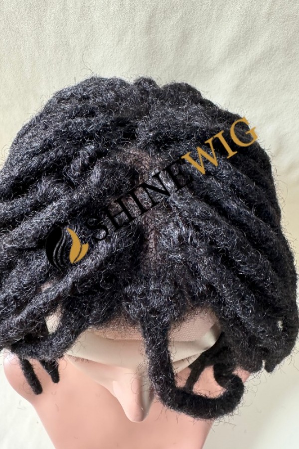 10INCH Natural color kinky afro mono base dreadlocks braids toupee from shinewig