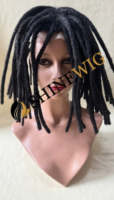 12INCH Natural color kinky afro FULL LACE base dreadlocks braids toupee from shinewig