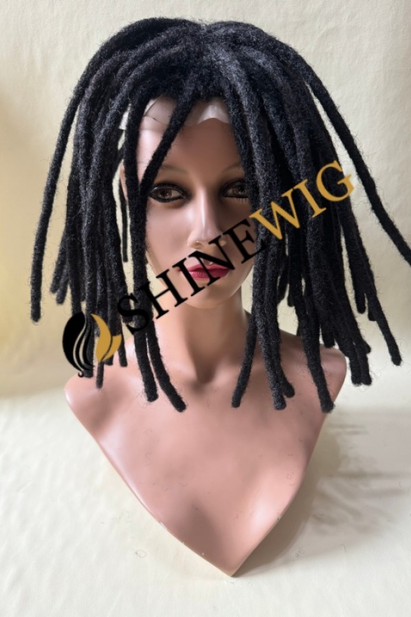 12INCH Natural color kinky afro FULL LACE base dreadlocks braids toupee from shinewig