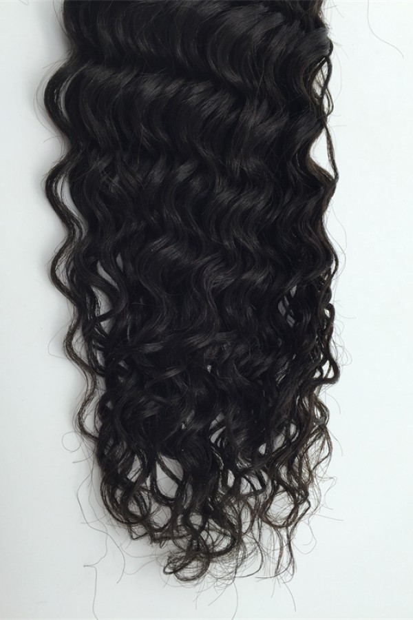 16inch curly natural color Indian virgin human hair weft