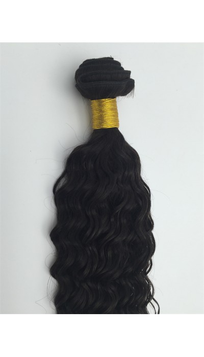 24inch deep curly natural color Indian virgin human hair weft