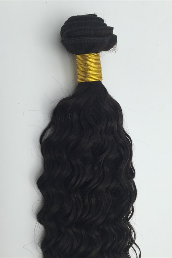 24inch deep curly natural color Indian virgin human hair weft