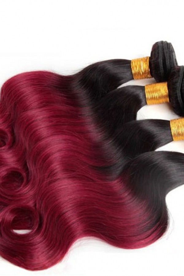 18inch body wave Ombre color brazilian virgin human hair weft