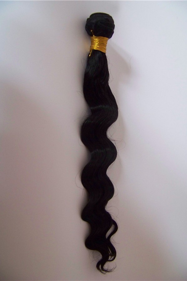 18inch wavy natural color Indian virgin human hair weft