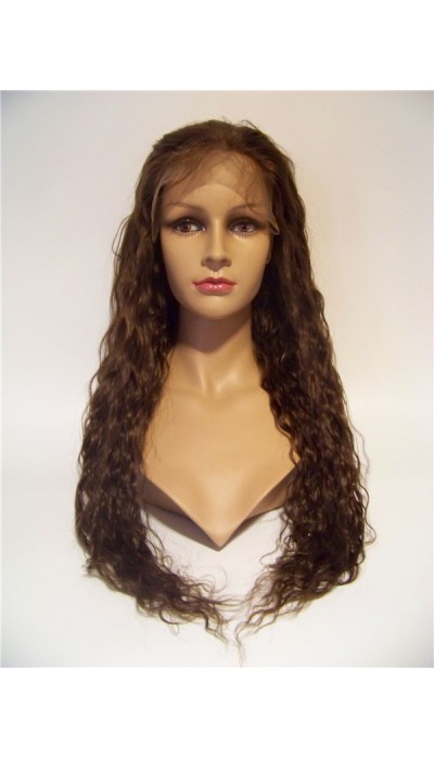 22inch natural beautiful wavy Indian remy hair full lace wig