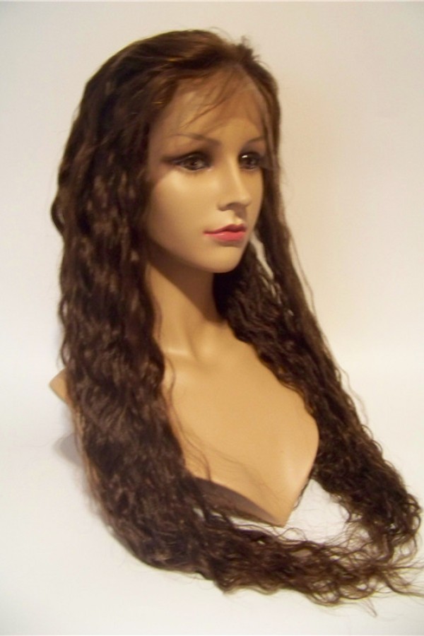 22inch natural beautiful wavy Indian remy hair full lace wig
