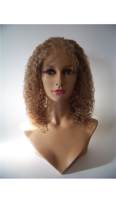 18inch curly Indian vigin hair natural full lace wig