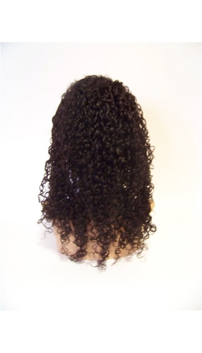18inch natural color curly Indian vigin hair full lace wig