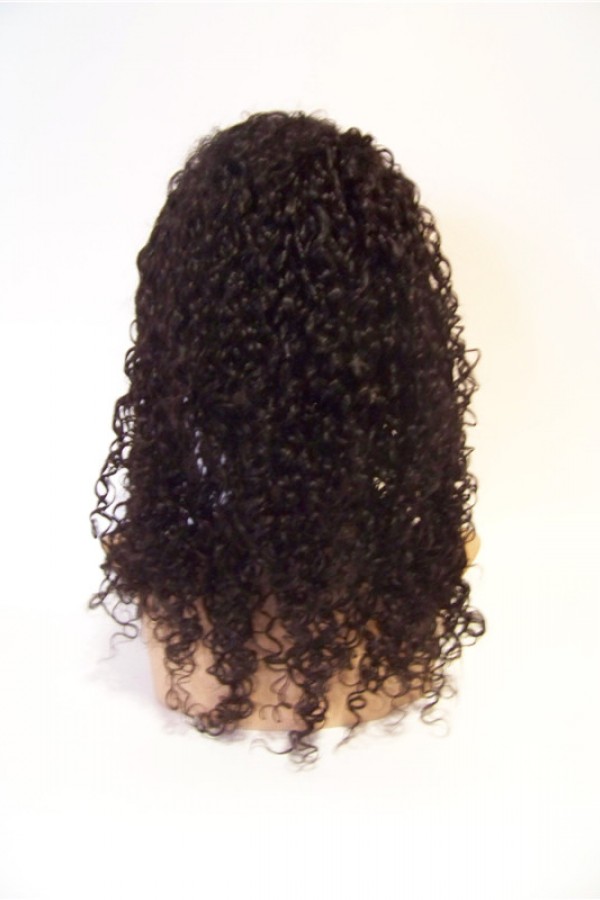 18inch natural color curly Indian vigin hair full lace wig