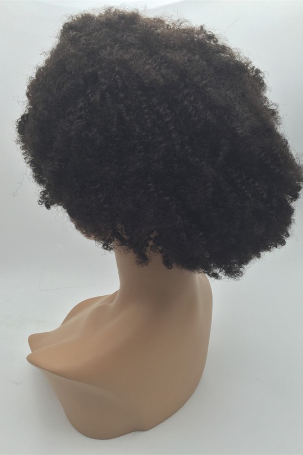 10 inch natural color 1B kinky afro Indian vigin hair full lace wig