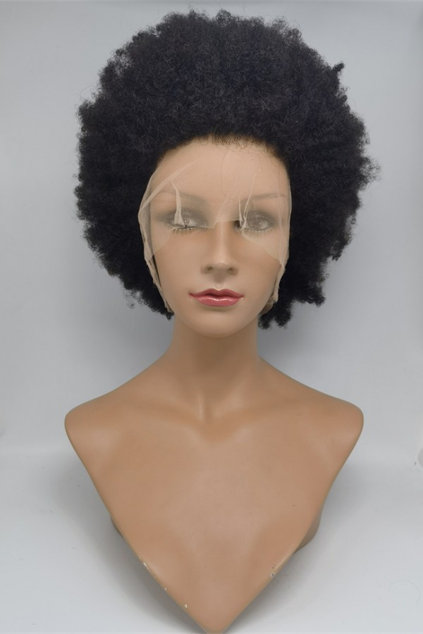 12 inch natural color 1B kinky afro Indian vigin hair full lace wig