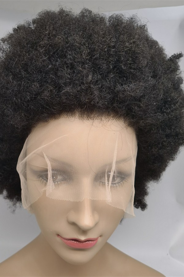 12 inch natural color 1B kinky afro Indian vigin hair full lace wig