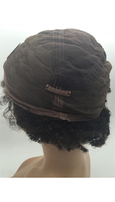 10 inch natural color 1B kinky afro Indian remy hair full lace wig