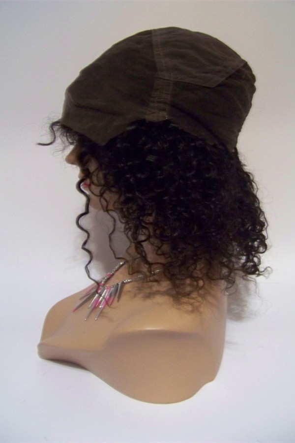 10 inch natural color 1B curly Indian vigin remy human hair full lace wig