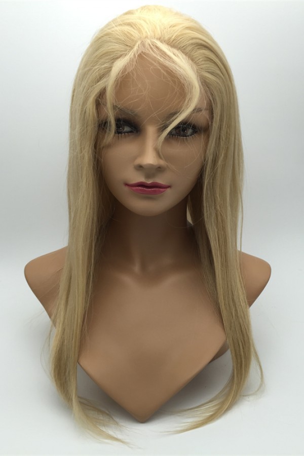 16inch blonde silky straight Chinese vigin hair natural full lace wig