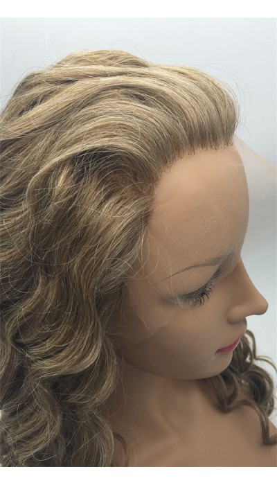 20inch natural hairline beautiful spiral wave Chinese remy human hair full lace wig shinewig