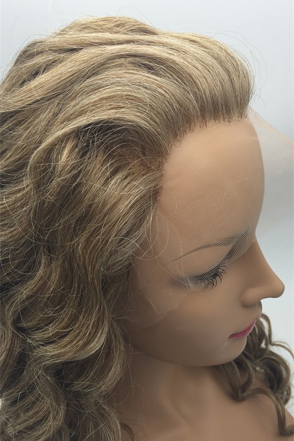 20inch natural hairline beautiful spiral wave Chinese remy human hair full lace wig shinewig