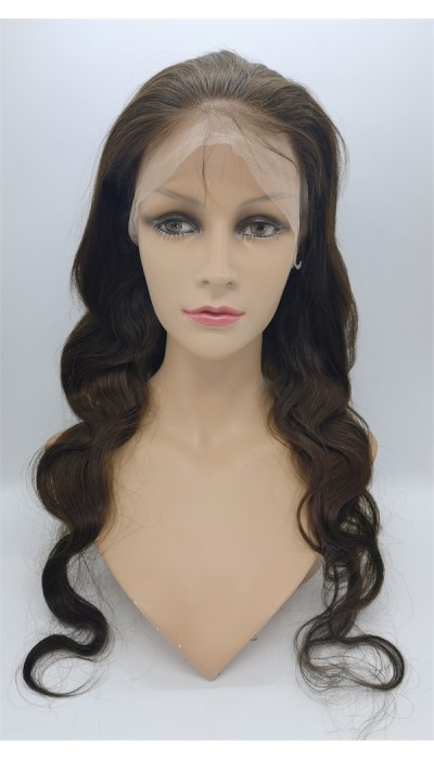 22inch brown color body wave Chinese remy hair full lace wig shinewig