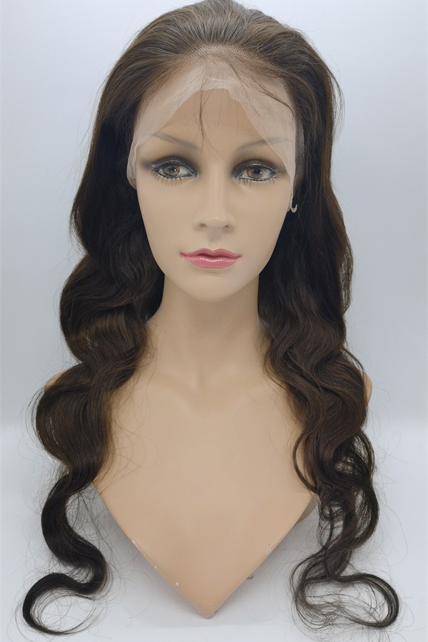 22inch brown color body wave Chinese remy hair full lace wig shinewig