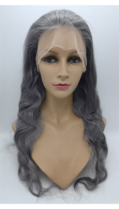 22inch dark gray body wavy Chinese remy hair full lace wig