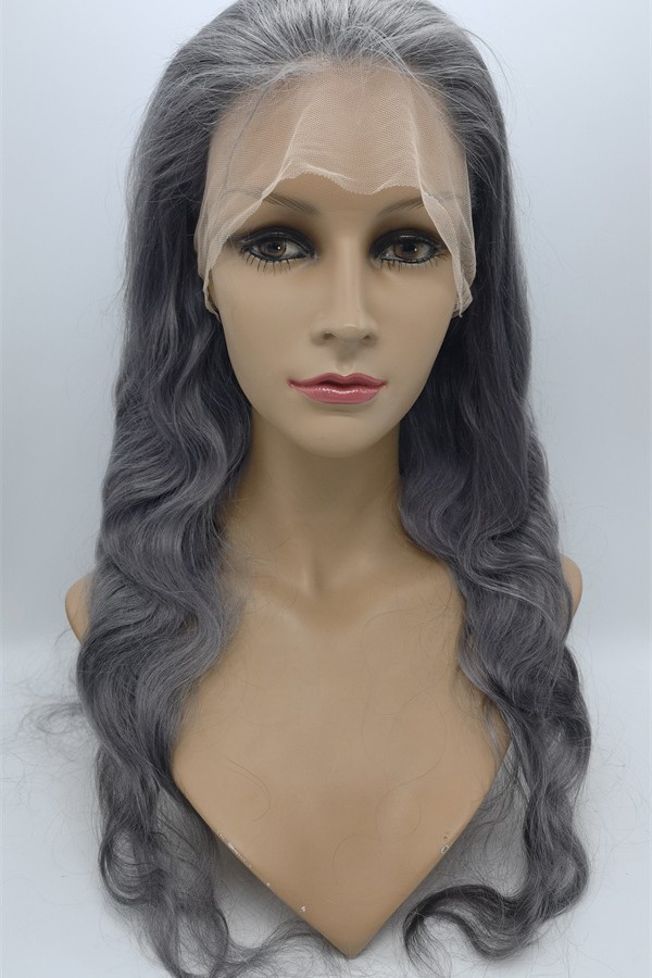 22inch dark gray body wavy Chinese remy hair full lace wig