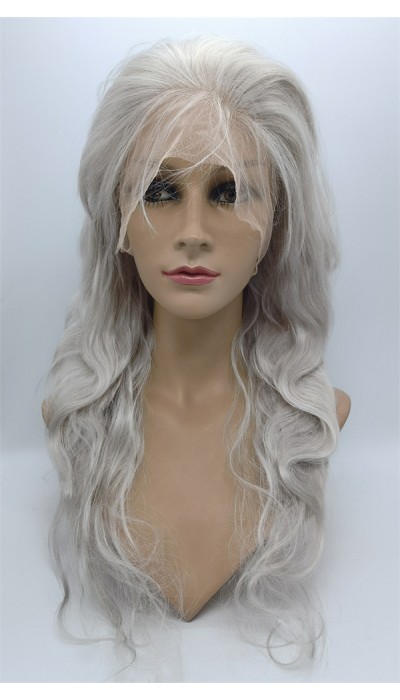 22inch white color body wavy Chinese remy hair full lace wig