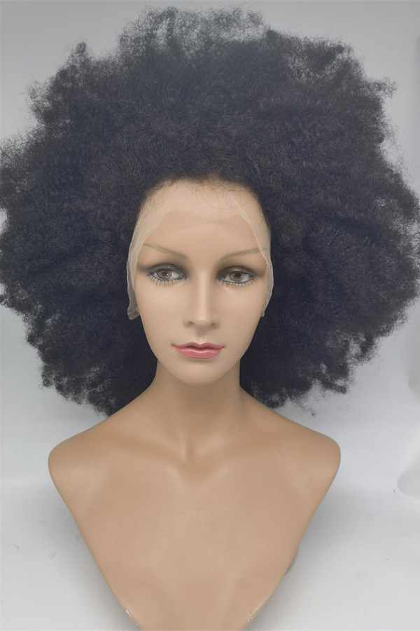 22inch natural color kinky afro Chinese remy hair full lace wig