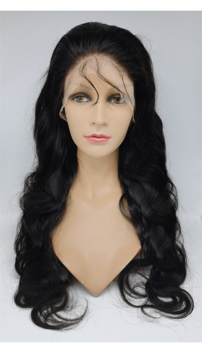 26inch natural black color body wave Chinese remy hair full lace wig shinewig