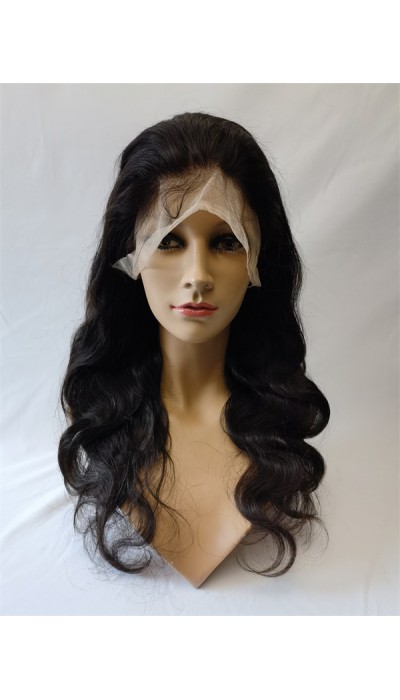 18inch natural color body wave Remy human hair full lace wig