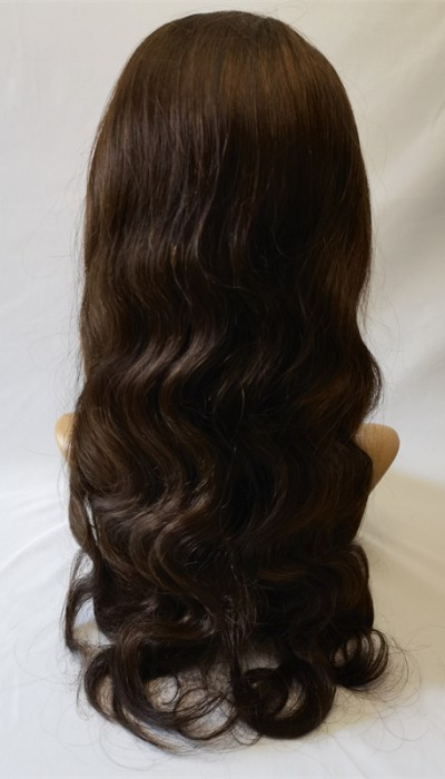 18inch dark brown color body wave Remy human hair full lace wig