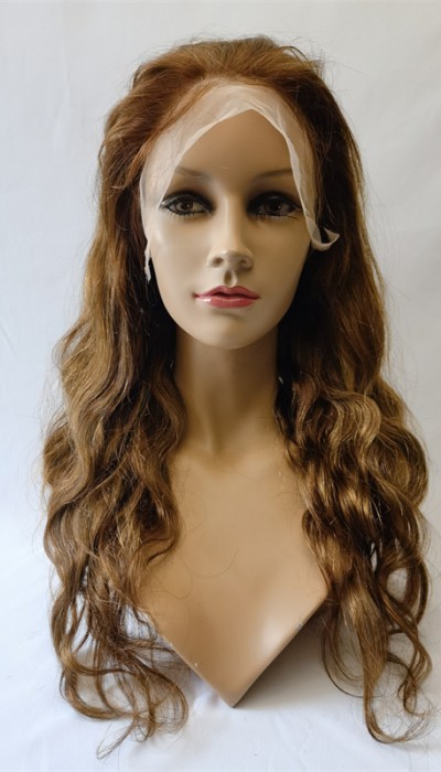 18inch highlights balayage color 4 with 8 body wave Remy human hair full lace wig from shinewig